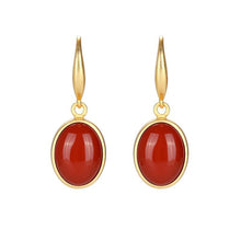 Load image into Gallery viewer, Natural Original Red Agate Craft Earrings Vintage Retro Bohemian Elegant Charm Women&#39;s Silver Jewelry
