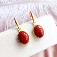 Load image into Gallery viewer, Natural Original Red Agate Craft Earrings Vintage Retro Bohemian Elegant Charm Women&#39;s Silver Jewelry
