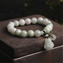 Load image into Gallery viewer, Handcrafted Natural Jade Beaded Buddha Maitreya Charm Bracelet
