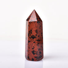 Load image into Gallery viewer, Handcrafted Natural Red Obsidian Healing Quartz Crystal Point Wand Decor
