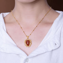 Load image into Gallery viewer, Natural Southern Red Agate Silver Inlaid Drop-shaped Vintage Style Retro Charm Luxury Charming Pendant Necklace
