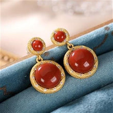 Load image into Gallery viewer, Natural Southern Red Agate Earrings Vintage Style Retro Unique Craft Charm Women&#39;s Brand Jewelry
