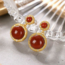 Load image into Gallery viewer, Natural Southern Red Agate Earrings Vintage Style Retro Unique Craft Charm Women&#39;s Brand Jewelry
