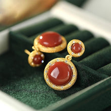 Load image into Gallery viewer, Natural Southern Red Agate Earrings Vintage Style Retro Unique Craft Charm Women&#39;s Brand Jewelry
