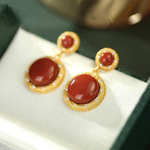 Load image into Gallery viewer, Natural Southern Red Agate Earrings Vintage Style Retro Unique Craft Charm Women&#39;s Brand Jewelry
