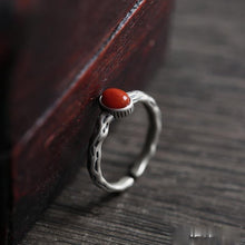 Load image into Gallery viewer, Natural Southern Red Agate Oval Open Ring Vintage Retro Craftsmanship Elegant Luxury Charm Lady Silver Jewelry
