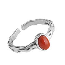 Load image into Gallery viewer, Natural Southern Red Agate Oval Open Ring Vintage Retro Craftsmanship Elegant Luxury Charm Lady Silver Jewelry
