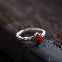 Load image into Gallery viewer, Natural Southern Red Agate Oval Open Ring Vintage Retro Craftsmanship Elegant Luxury Charm Lady Silver Jewelry
