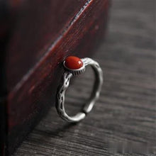 Load image into Gallery viewer, Natural Southern Red Agate Oval Open Ring Vintage Retro Craftsmanship Elegant Luxury Charm Lady Silver Jewelry
