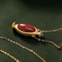 Load image into Gallery viewer, Natural Southern Red Agate Vase Pendant Necklace Vintage Style Retro Unique Craft Charm Women&#39;s Silver Jewelry
