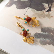 Load image into Gallery viewer, Natural South Red Agate Goldfish Earrings Vintage Retro Style Design Charming Women&#39;s Brand Jewelry
