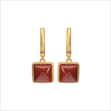 Load image into Gallery viewer, Natural Southern Red Agate Geometric Square Earrings Vintage Style Retro Unique Craft Charm Women&#39;s Brand Jewelry
