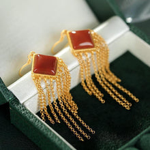 Load image into Gallery viewer, Natural Southern Red Agate Tassel Earrings Vintage Retro Style Elegant Unique Craft Women&#39;s Jewelry
