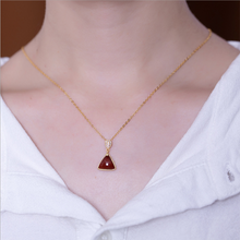 Load image into Gallery viewer, Natural Southern Red Agate Triangle Pendant Necklace Vintage Style Retro  Design Women&#39;s Jewelry
