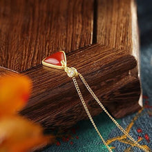 Load image into Gallery viewer, Natural Southern Red Agate Triangle Pendant Necklace Vintage Style Retro  Design Women&#39;s Jewelry
