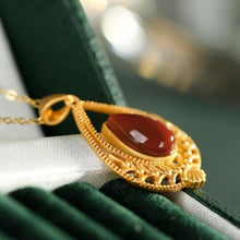 Load image into Gallery viewer, Natural Southern Red Agate Water Drop Pendant Necklace Vintage Style Retro Unique Craft Women&#39;s Brand Jewelry
