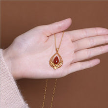 Load image into Gallery viewer, Natural Southern Red Agate Water Drop Pendant Necklace Vintage Style Retro Unique Craft Women&#39;s Brand Jewelry
