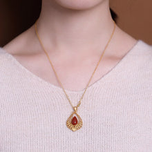 Load image into Gallery viewer, Natural Southern Red Agate Water Drop Pendant Necklace Vintage Style Retro Unique Craft Women&#39;s Brand Jewelry
