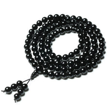 Load image into Gallery viewer, Multilayer Natural Black Obsidian Beaded Buddha Rosary Charm Bracelet
