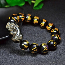 Load image into Gallery viewer, Natural Black Golden Obsidian Beaded Charm Lucky Piyao Bracelet
