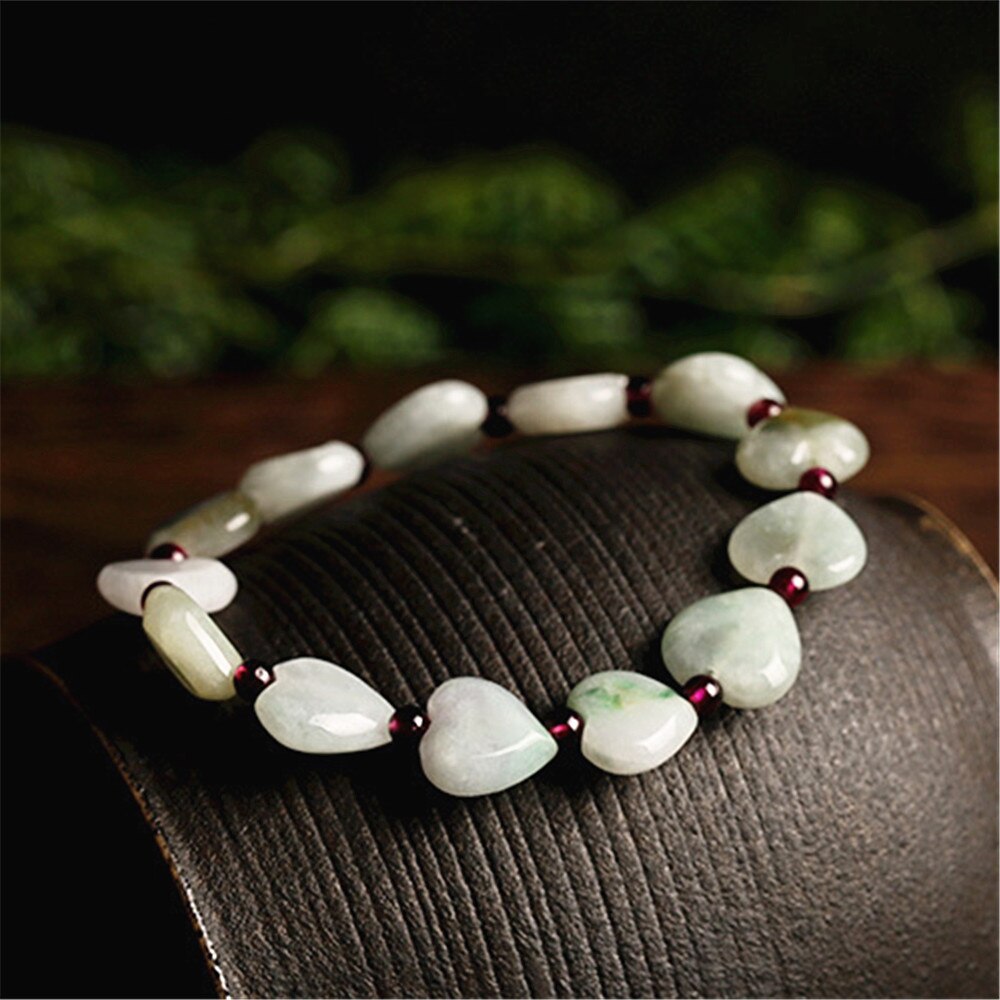 Lokaloca Handcrafted Natural Jade Heart Shaped Charm Bracelets