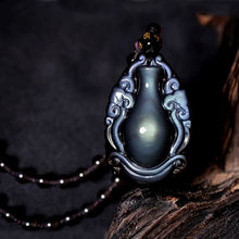 Load image into Gallery viewer, Handcrafted Natural Black Rainbow Obsidian Vase Amulet Pendant Necklace
