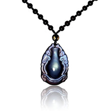 Load image into Gallery viewer, Handcrafted Natural Black Rainbow Obsidian Vase Amulet Pendant Necklace
