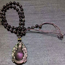 Load image into Gallery viewer, Handcrafted Natural Black Rainbow Obsidian Vase Amulet Pendant Necklace
