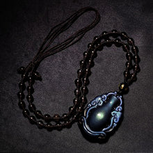 Load image into Gallery viewer, Handcrafted Natural Black Rainbow Obsidian Vase Amulet Pendant Necklace
