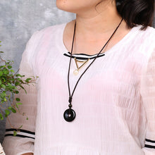 Load image into Gallery viewer, Handcrafted Natural Black Obsidian Donut Pendant Peace Necklace
