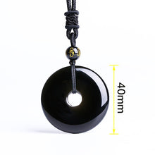 Load image into Gallery viewer, Handcrafted Natural Black Obsidian Donut Pendant Peace Necklace
