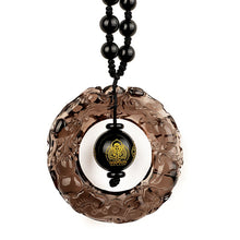 Load image into Gallery viewer, Handcrafted Natural Translucent Black Obsidian Pendant Bead Charm Necklace
