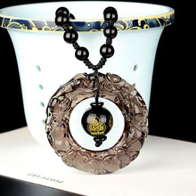 Load image into Gallery viewer, Handcrafted Natural Translucent Black Obsidian Pendant Bead Charm Necklace
