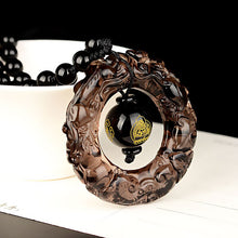 Load image into Gallery viewer, Handcrafted Natural Translucent Black Obsidian Pendant Bead Charm Necklace
