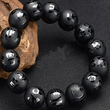 Load image into Gallery viewer, Handcrafted Natural Black Obsidian Tibetan Mantra Beaded Bracelet
