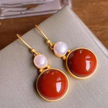 Load image into Gallery viewer, Natural Southern Red Agate Pendant Necklace Earrings Vintage Style Retro Unique Craft Elegant Charm Women Silver Jewelry
