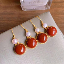 Load image into Gallery viewer, Natural Southern Red Agate Pendant Necklace Earrings Vintage Style Retro Unique Craft Elegant Charm Women Silver Jewelry
