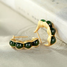 Load image into Gallery viewer, Natural Jade Beans Earrings Vintage Retro Unique Craft Women&#39;s Luxury Silver Jewelry
