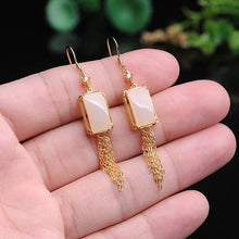 Load image into Gallery viewer, Natural and White Jade Geometric Long Tassel Earrings Vintage Retro Elegant Luxury Women&#39;s Jewelry
