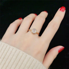 Load image into Gallery viewer, Natural Chalcedony Oval Opening Adjustable Ring Vintage Retro Light Luxury Charm Women&#39;s Brand Silver Jewelry
