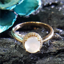 Load image into Gallery viewer, Natural Chalcedony Oval Opening Adjustable Ring Vintage Retro Light Luxury Charm Women&#39;s Brand Silver Jewelry
