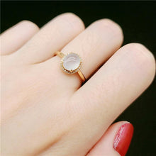 Load image into Gallery viewer, Natural Chalcedony Oval Opening Adjustable Ring Vintage Retro Light Luxury Charm Women&#39;s Brand Silver Jewelry
