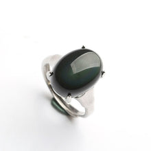 Load image into Gallery viewer, Handcrafted Natural Obsidian Gemstone Adjustable Ring
