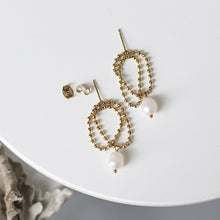 Load image into Gallery viewer, Ethereal 18K Gold Plated Natural Pearl Pearl Drop Earrings
