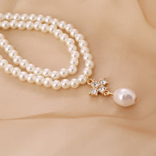 Load image into Gallery viewer, Double Layered Pearl Beaded Cross Baroque Pearl Pendant Choker Necklace
