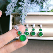 Load image into Gallery viewer, Lokaloca Natural Green Jade Sparkling Earrings
