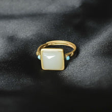 Load image into Gallery viewer, Natural Fine White Jade Opening Resizable Ring Vintage Style Women&#39;s Jewelry
