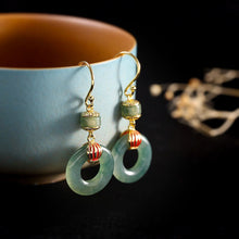 Load image into Gallery viewer, Lokaloca Natural Icy Jade Ring Earrings
