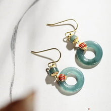 Load image into Gallery viewer, Lokaloca Natural Icy Jade Ring Earrings
