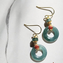 Load image into Gallery viewer, Lokaloca Natural Icy Jade Ring Earrings
